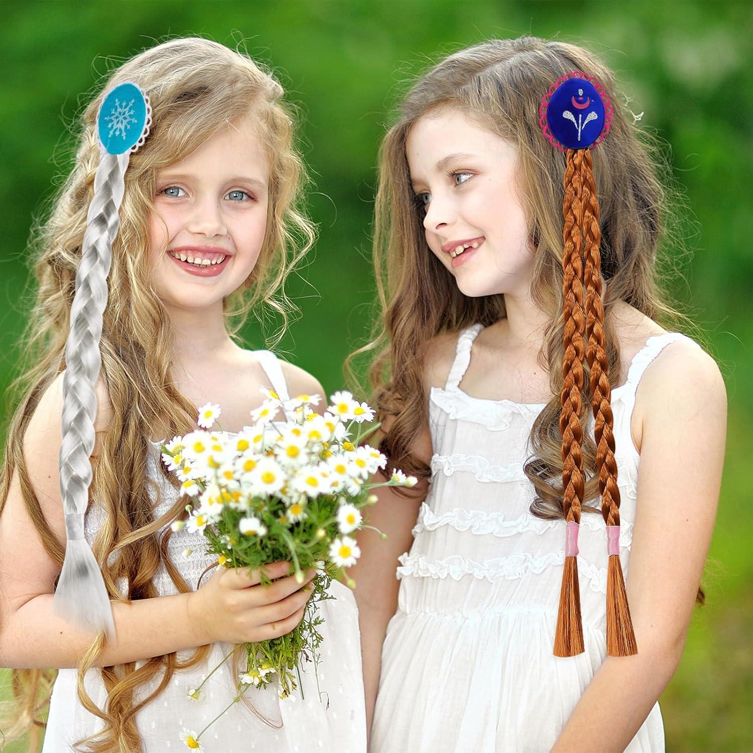 imagePerruque Princesse Enfant 2 PCS Princess Long Perruque Perruques Dguisement Fille Tresses Cheveux Extensions Accessoires de Costumes pour Halloween Carnaval Cosplay Soires Thme AC