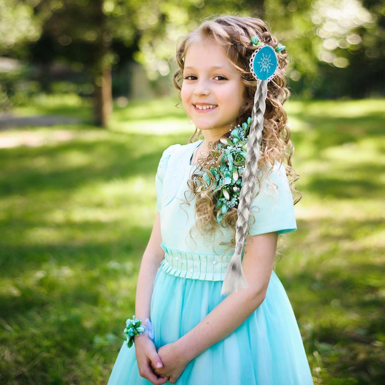 imagePerruque Princesse Enfant 2 PCS Princess Long Perruque Perruques Dguisement Fille Tresses Cheveux Extensions Accessoires de Costumes pour Halloween Carnaval Cosplay Soires Thme AC