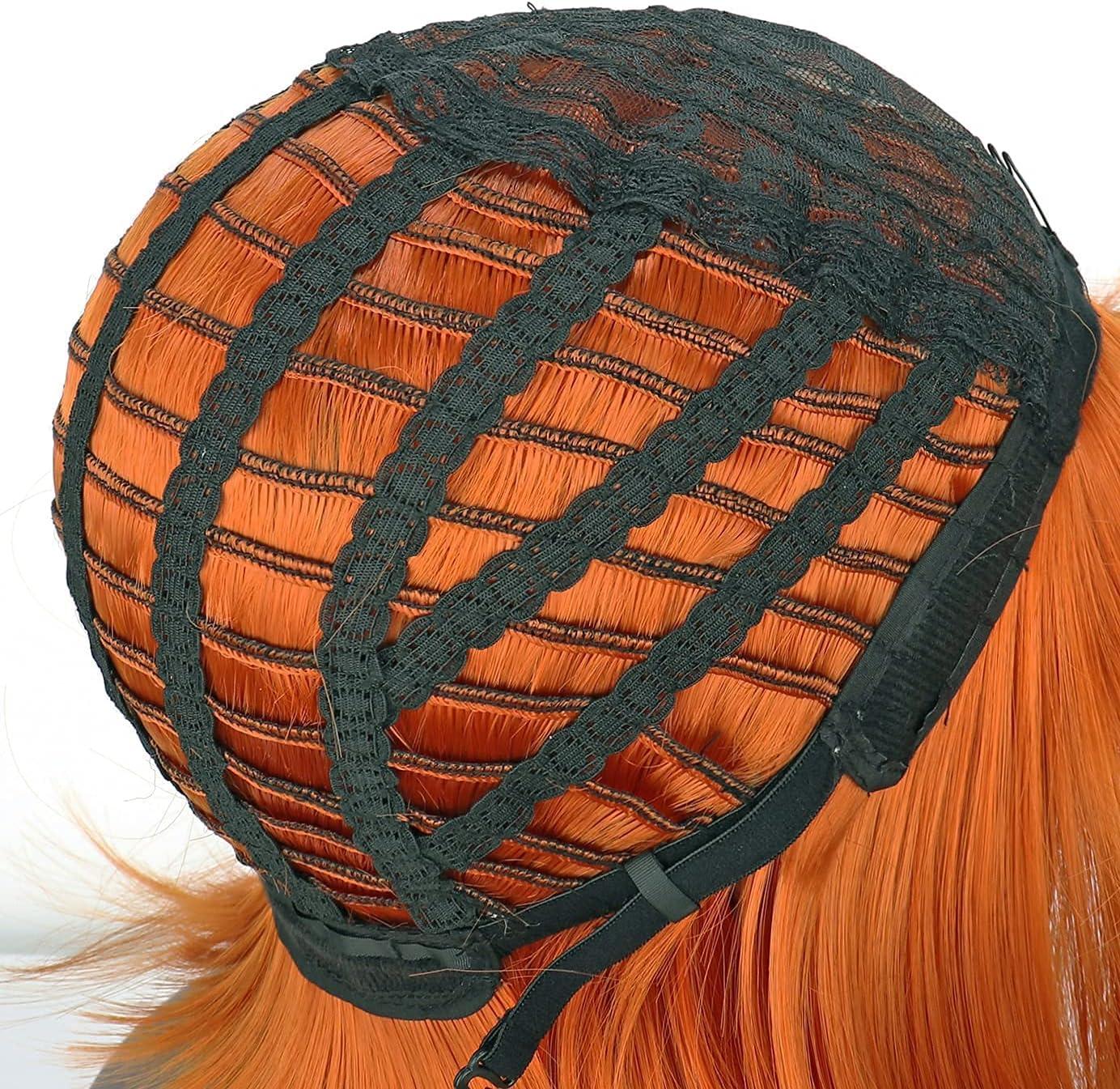 imageColorfulpanda Courte Perruque Femme Orange 14 Pouces Synthtique Perruque Bob avec Frange Naturelle Perruques pour Femme Cosplay Wig with BangsAuburn Rouge Couleurauburn