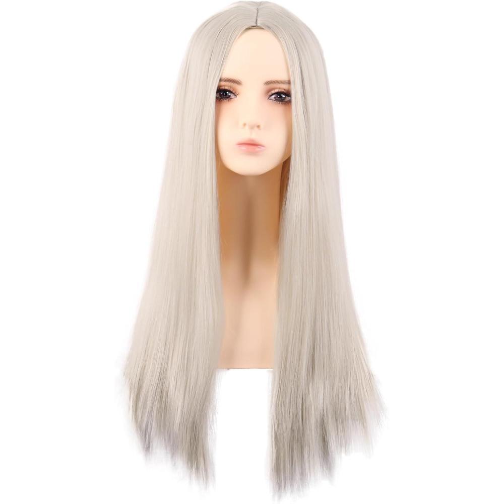 imageMapofBeauty 28 Pouces70 cm Monochrom Longue Droit Perruques Hauttemprature fibre Ordinaire Perruques Noir BruntrePlatine Blond