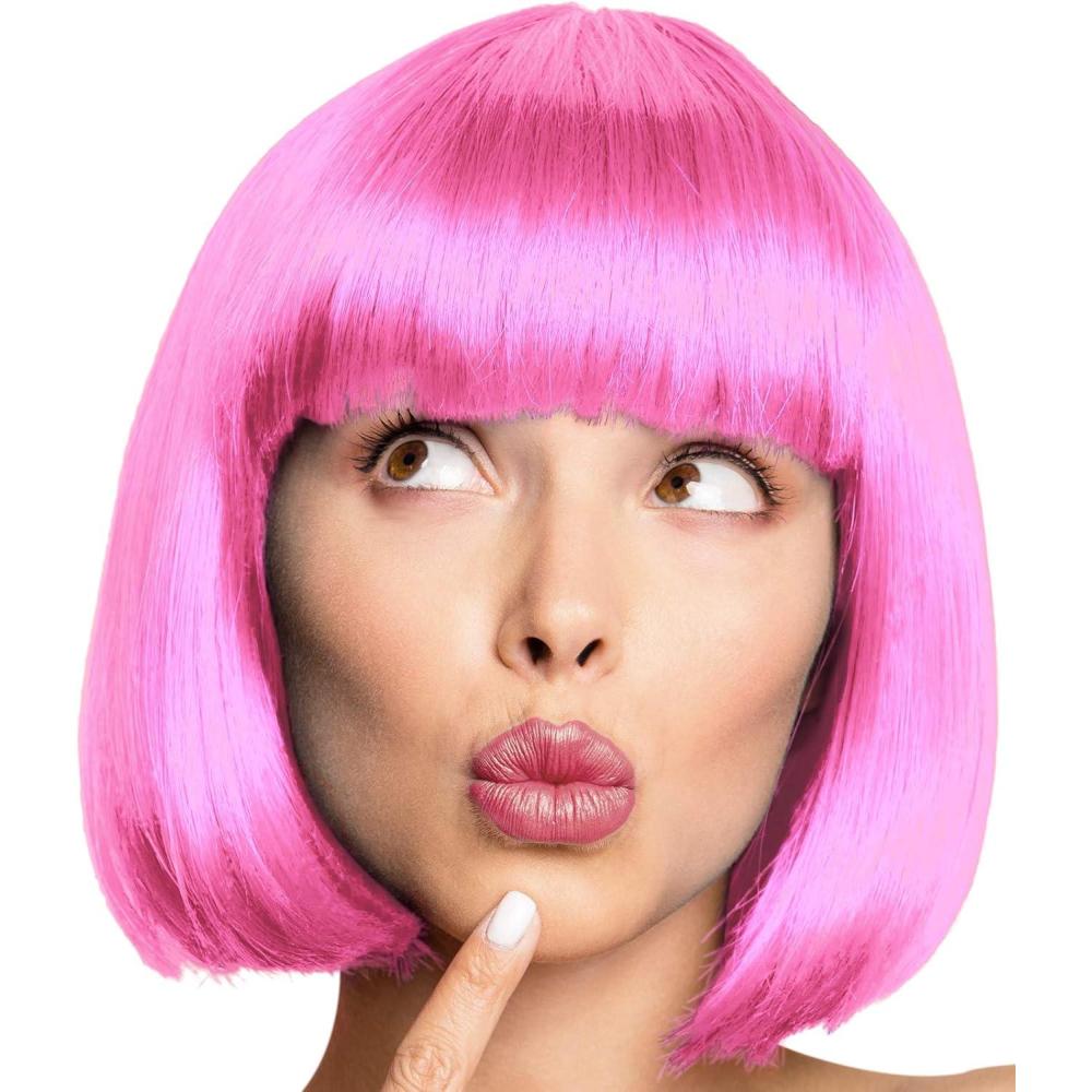 imagePerruque Bob Wig Cabaret Tte de groom Perruques Charleston pour le CarnavalMardi Gras ampamp Fte  thme  13 COULEURS BlancRose Clair