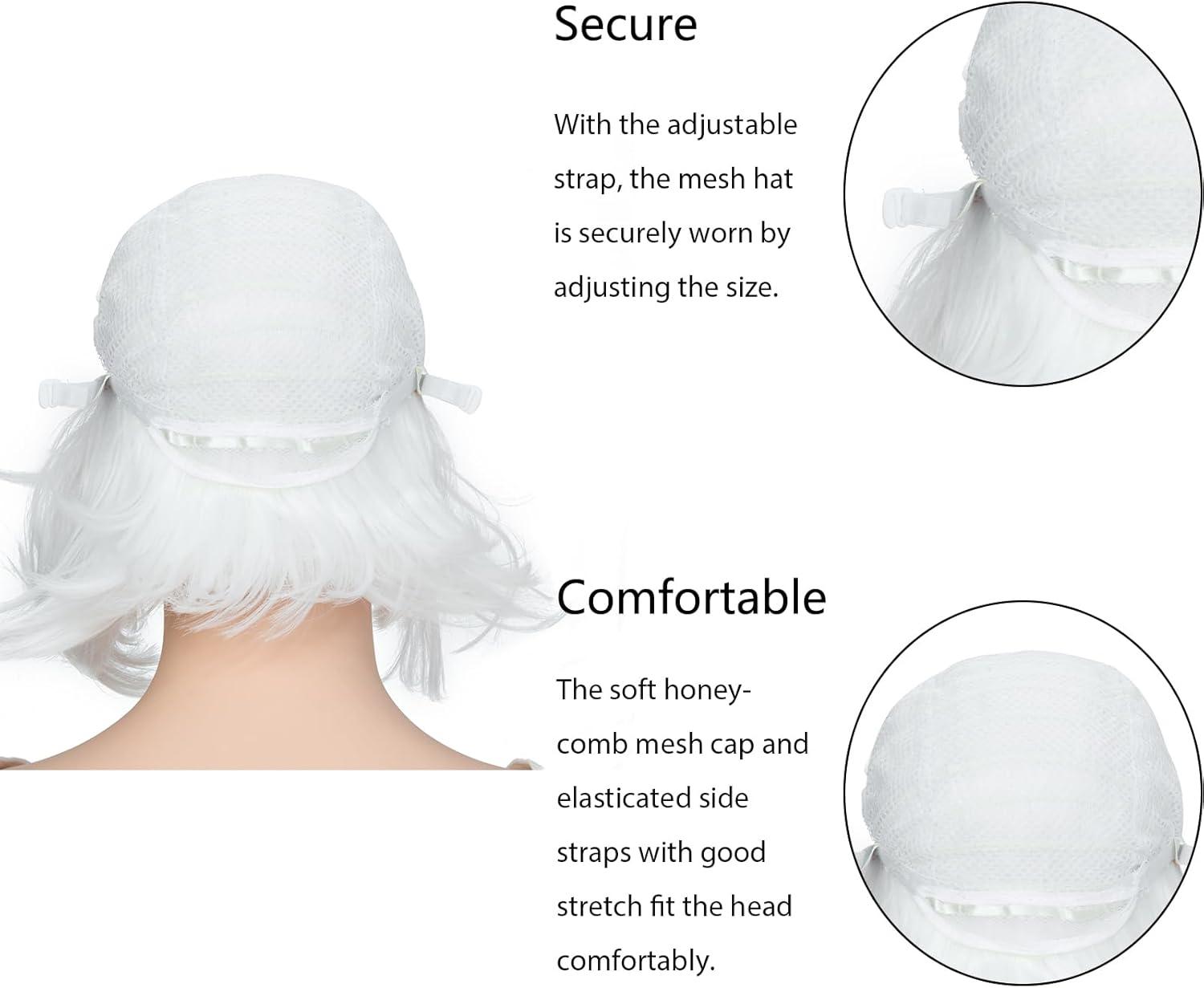 imagePerruque bob avec frange Blanche Cheveux synthtiques Longueur des paules Fte Cosplay Perruques ondules pour femmesBlanc