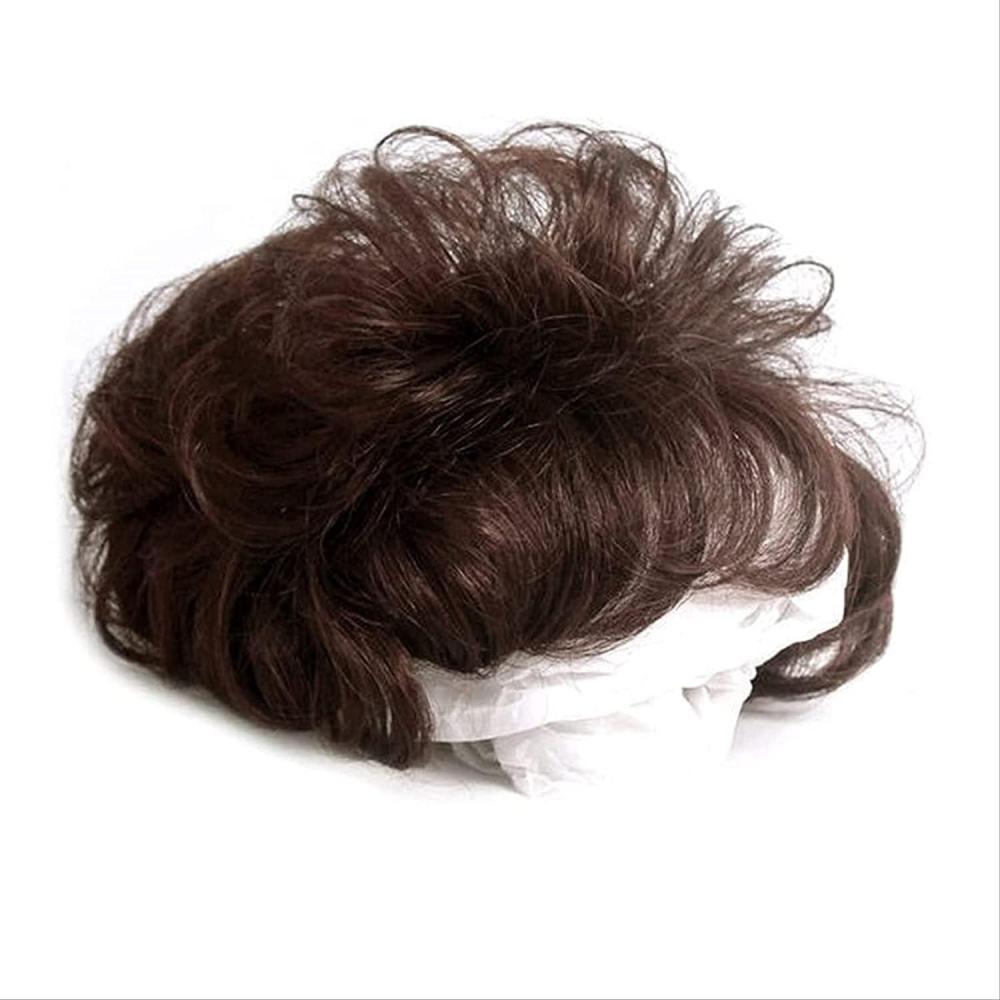 image:imageKRYLL Topper de Vrais Cheveux Humains boucls Courts avec Une Frange Avant pour Les Femmes Clip Toupee dans Les pices suprieures de Cheveux Perruques ondules moelleuses avec Couronne BB