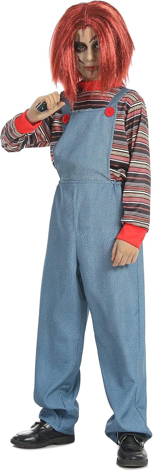image:imageCarnavalife Perruque pour costume Chucky pour enfant perruque chuki poupe diabolique enfant perruque courte rouge orange pour dguisement Halloween Chucky rougeRouge