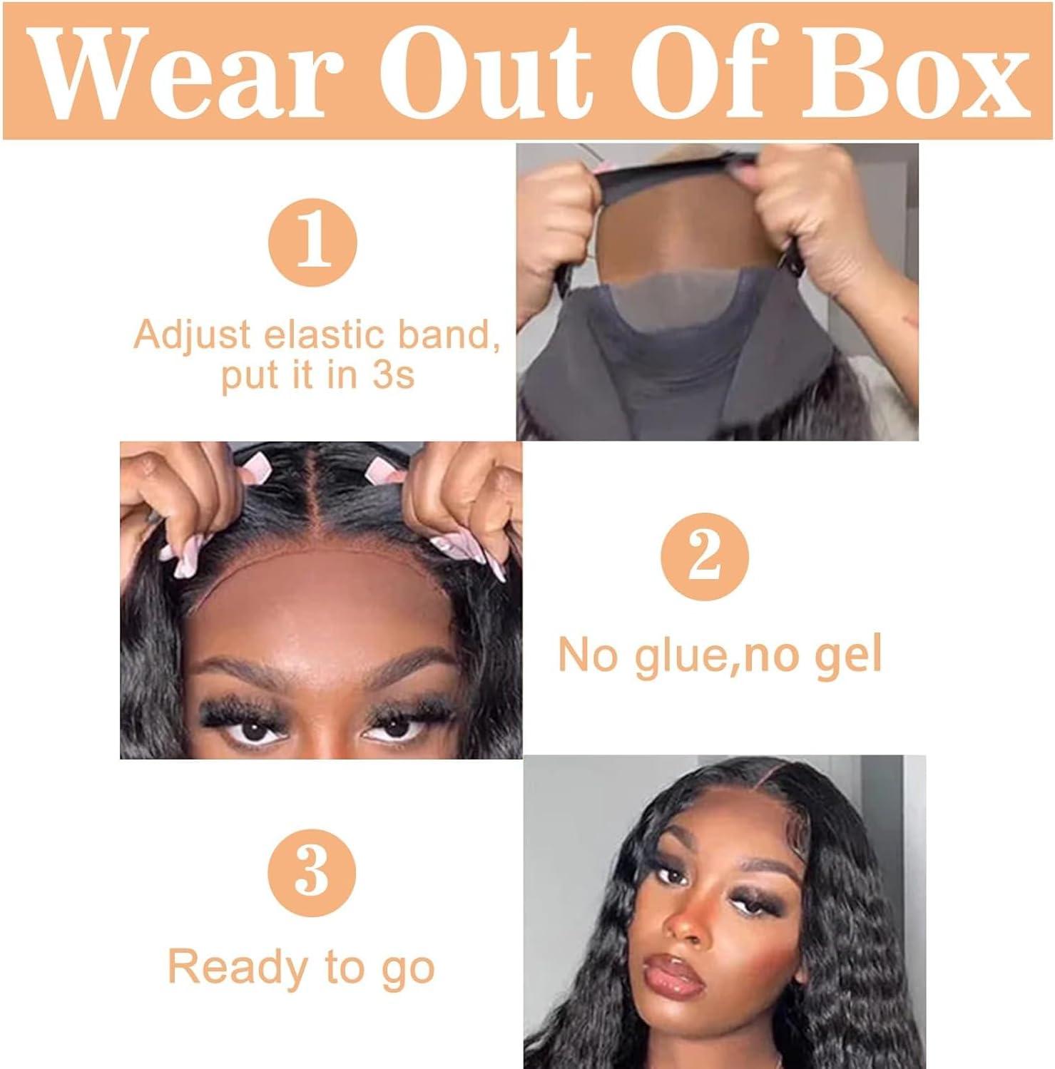 image:imageOxeyegirl 22 Pouces Perruque Femme Naturelle Brsilien 200 Densit Glueless Wig Human Hair 5x5 Lace Wig Deep Wave Perruque Cheveux Humain pas de Colle Pre Cut Lace Glueless Wigs Boucle 55cmCouleur Naturelle