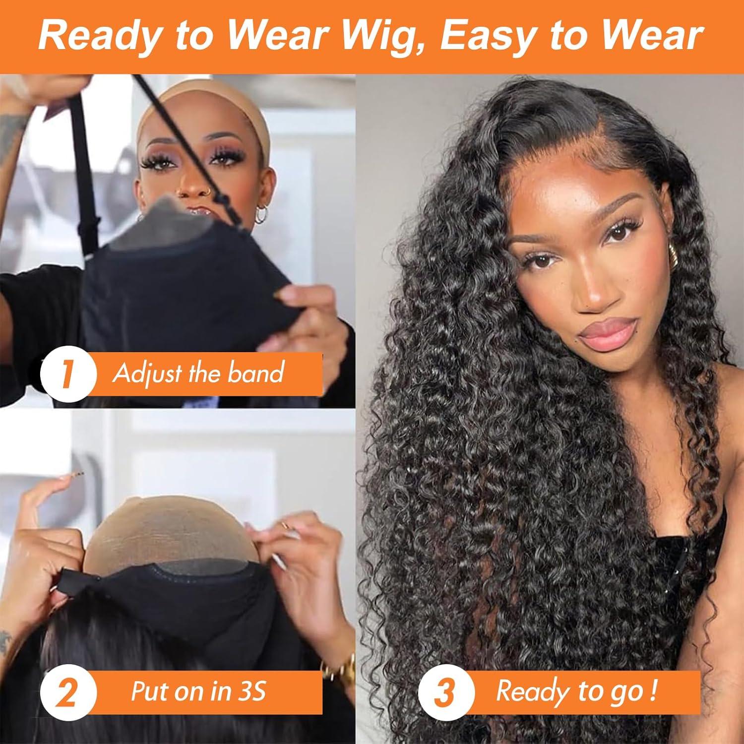 image:imageOxeyegirl 22 Pouces Perruque Femme Naturelle Brsilien 200 Densit Glueless Wig Human Hair 5x5 Lace Wig Deep Wave Perruque Cheveux Humain pas de Colle Pre Cut Lace Glueless Wigs Boucle 55cmCouleur Naturelle