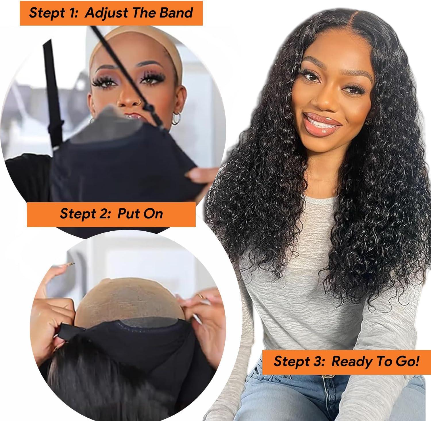 image:imageOxeyegirl 22 Pouces Perruque Femme Naturelle Brsilien 200 Densit Glueless Wig Human Hair 5x5 Lace Wig Deep Wave Perruque Cheveux Humain pas de Colle Pre Cut Lace Glueless Wigs Boucle 55cmCouleur Naturelle