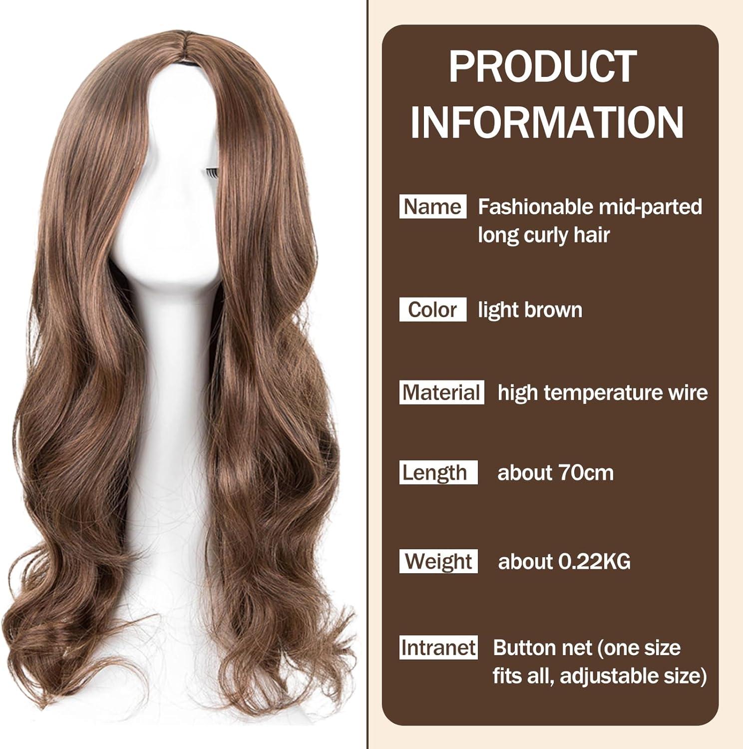 image:image27quot70cm Longue Perruque Ondule Ombre Brune pour Femmes Longue Boucls Perruque de Cheveux Longs Cheveux Synthtiques Boucls Perruques pour Cosplay Tenue Quotidienne