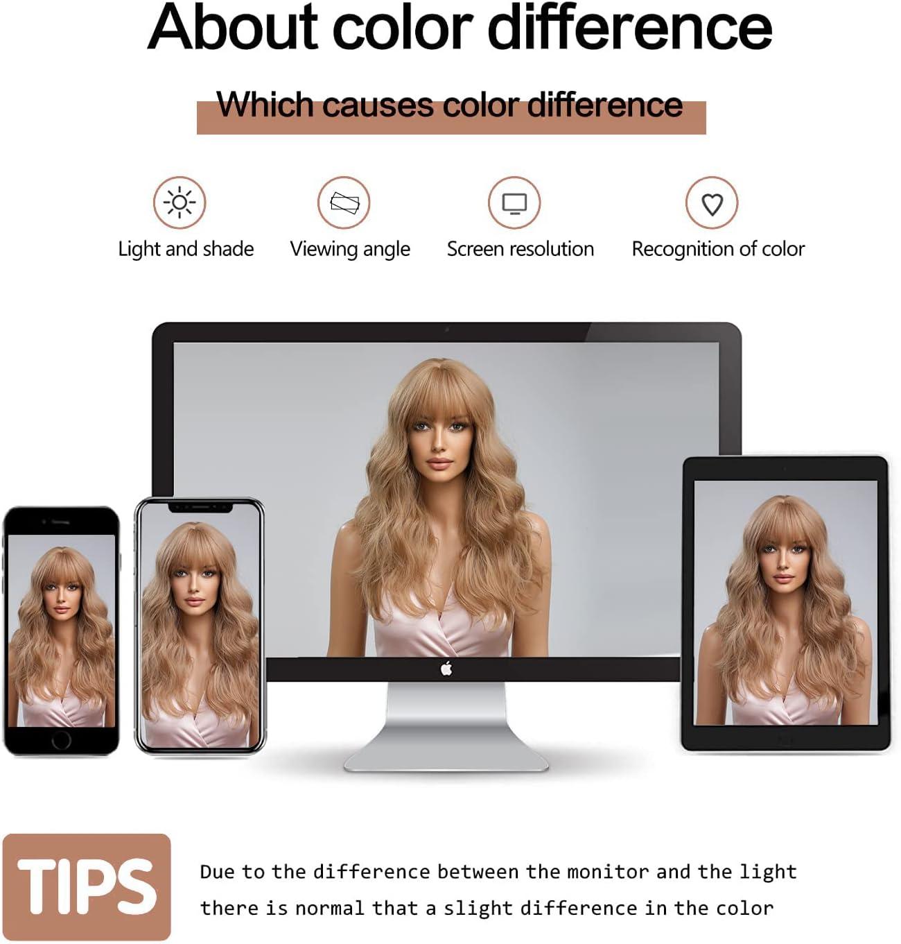 image:imageEsmee Perruque Longue Ondule Blond Platine pour Femmes Cheveux Synthtiques Naturels Perruques Blanches Rsistantes la Chaleur avec FrangeBlond Fraise