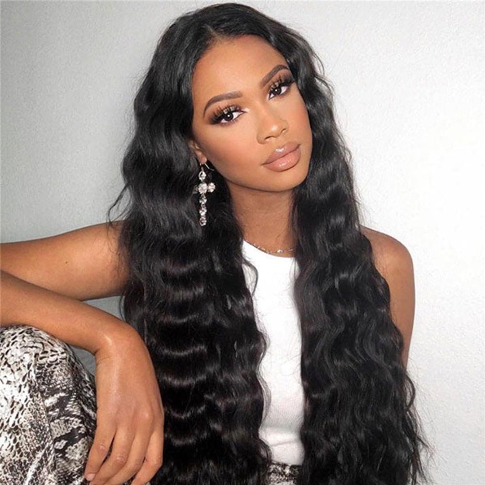 image:imageCreamily Perruque marron fonc avec frange pour femme longue lisse et dgrade cheveux synthtiques aspect naturel idale pour les ftes le cosplay et un usage quotidien 50 cm 20 pouceNoir2