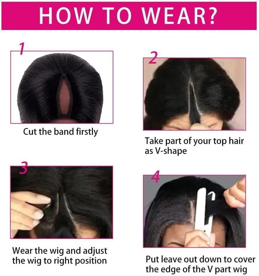 image:imagePerruque Femme Naturelle Brsilien V Part Wig Human Hair Straight Upgrade U Part Wigs Less Leave Out No Lace Glueless Wig Human Hair 16 Pouce Perruque Sans Colle Cheveux Humain FemmeNatural Color