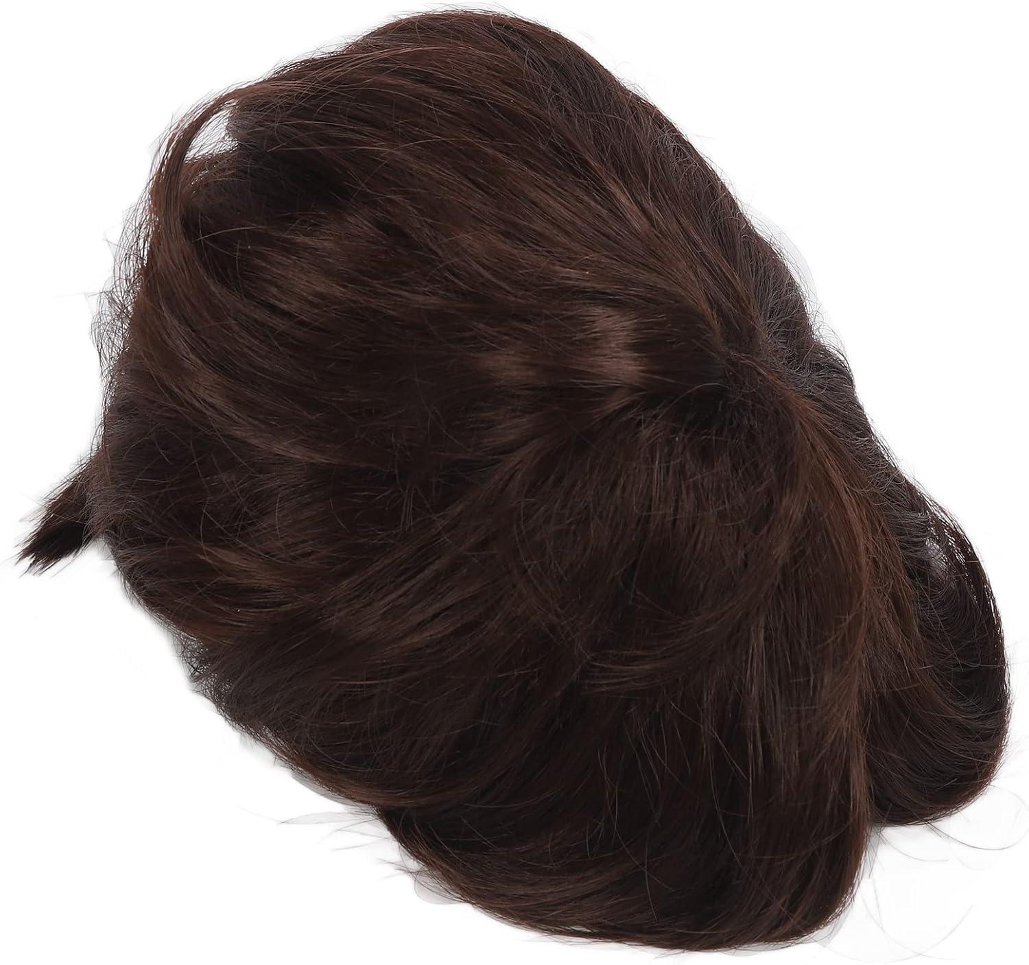 image:imagePerruque synthtique courte boucle pour garon cheveux onduls Texture moelleuse brun fonc coiffure ondule pour enfants fte dhalloween Cosplay