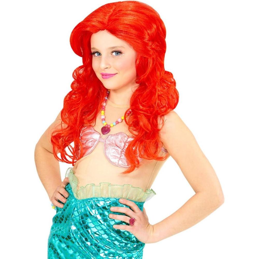 image:imageNET TOYS Perruque fe Fantaisie pour Femmes Rouge Perruque Arielle pour Enfants Perruque de sirne pour Enfant Perruque Arielle dans la mer