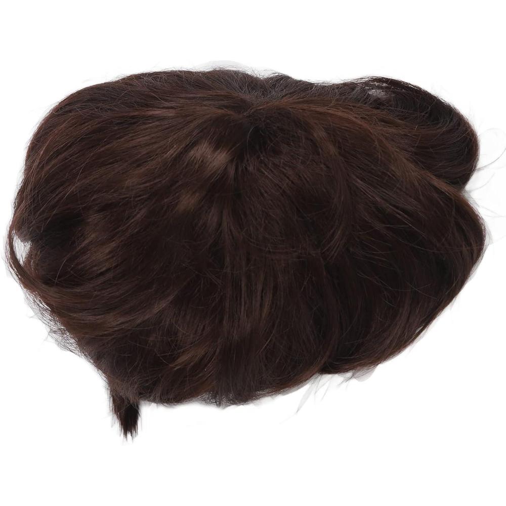 image:imagePerruque synthtique courte boucle pour garon cheveux onduls Texture moelleuse brun fonc coiffure ondule pour enfants fte dhalloween Cosplay
