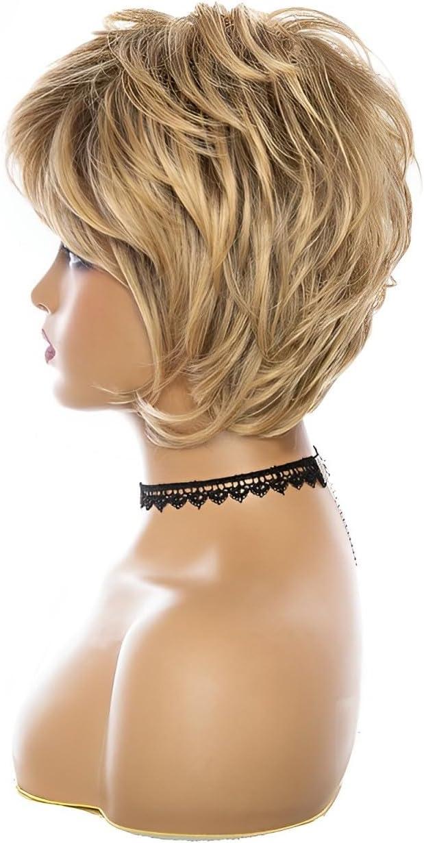 image:imagePerruque blonde ombre pour femme Courte et boucle Cheveux courts et onduls Couche moelleuse Naturelle Pour usage quotidien fte carnavalBlond 2