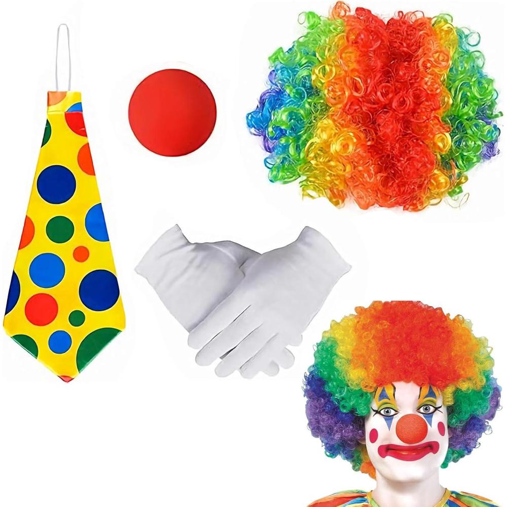 image:image2 PCS Accessoires Costume Clown Clown Accessoires Perruque Clown Curl Nez de Clown Rouge Accessoires de Clown Unisexe pour Carnaval Cirque Cosplay Halloween FteA