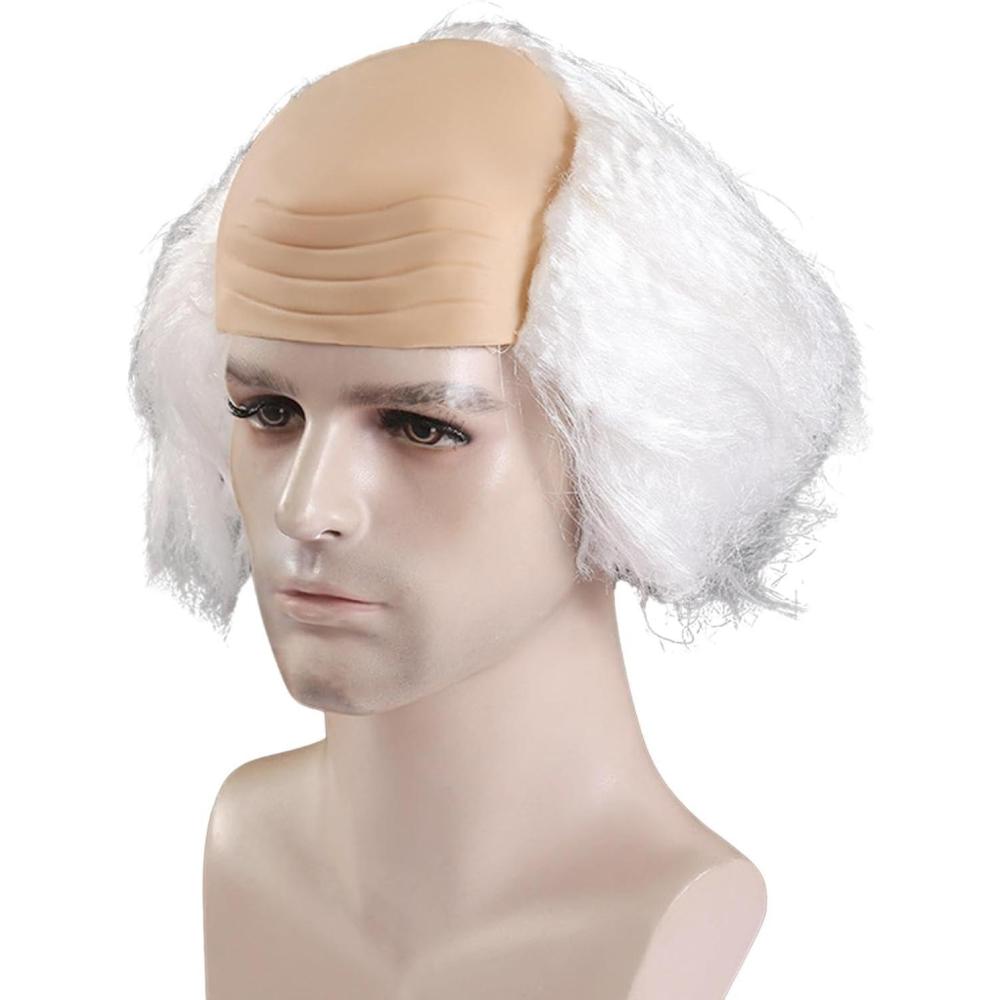 image:imagePerruque chauve pour adulte et enfant en fibre synthtique de haute qualit taille universelle accessoire de dguisement idal pour fte cosplay spectacleblanc