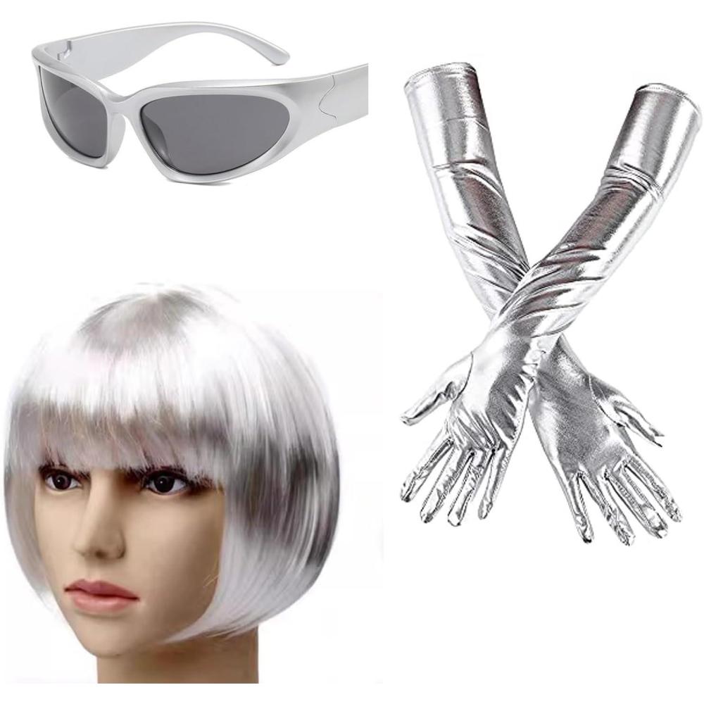 image:imagePerruque femme blanche  Bob court avec brosse  boucles pour cheveux Perruque carre en fibre synthtique Perruque bresilienne  Parfaite pour le style et le confort