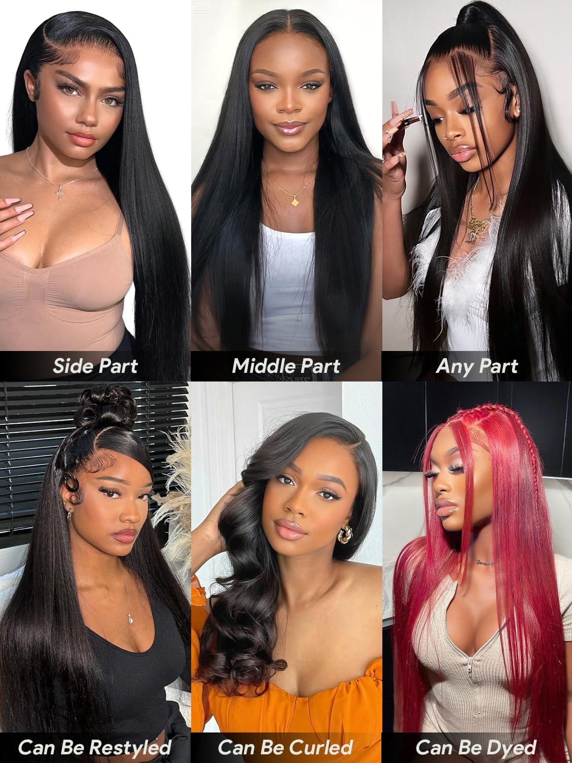 image:imageOxeyegirl 18 Pouces 13x6 Straight Perruque Femme Naturelle Brsilien 180 Densit Perruque Cheveux Humain HD Lace Frontal Glueless Wig Human Hair with Elastic Drawstring Brazilian Silky Straight Hair18 pouces46cm