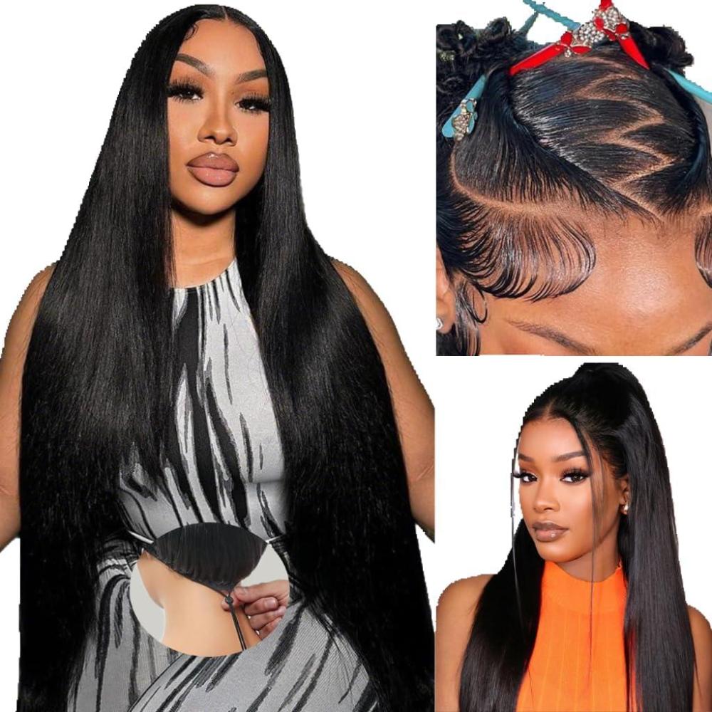 image:imageOxeyegirl 18 Pouces 13x6 Straight Perruque Femme Naturelle Brsilien 180 Densit Perruque Cheveux Humain HD Lace Frontal Glueless Wig Human Hair with Elastic Drawstring Brazilian Silky Straight Hair14 pouces36cm