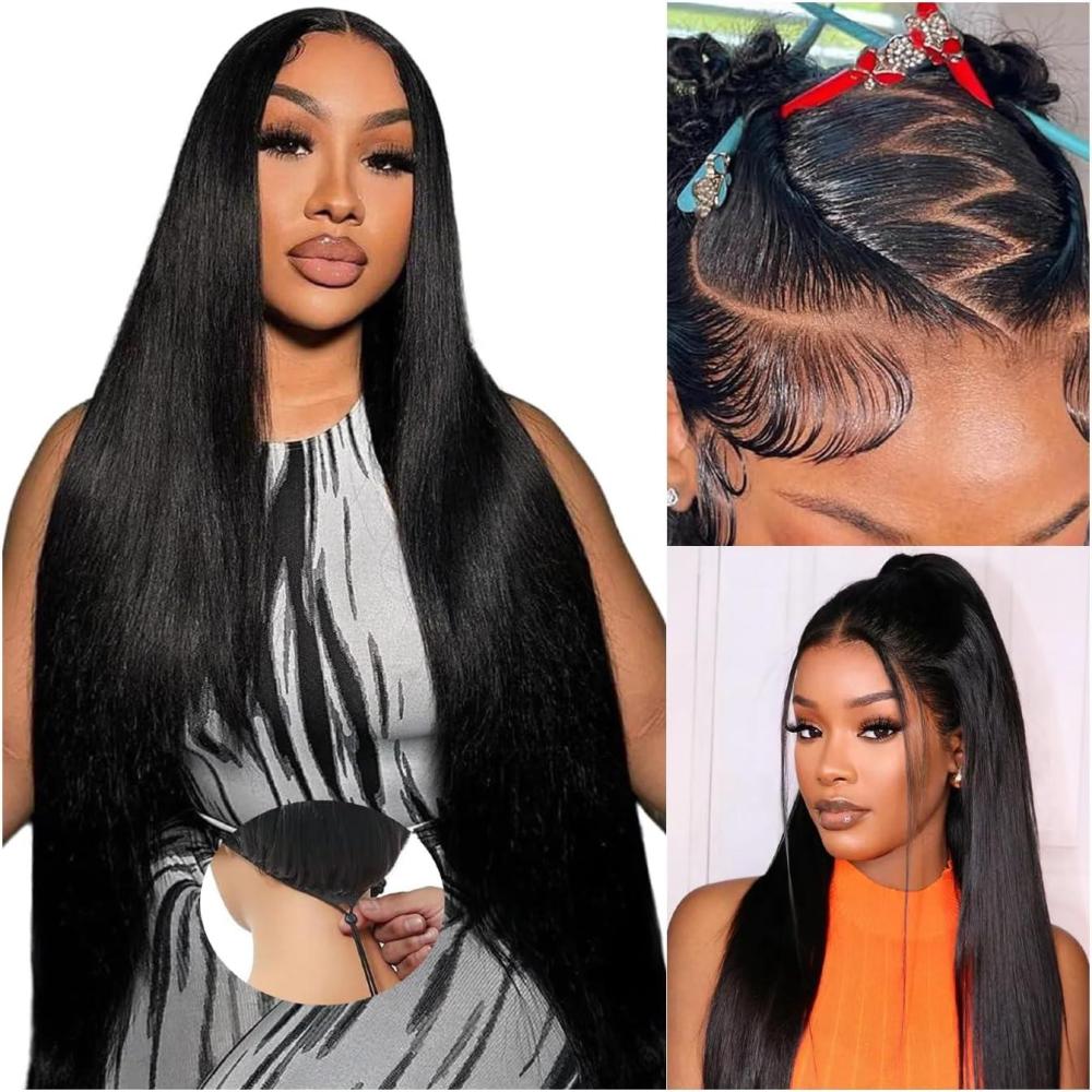 image:imageOxeyegirl 18 Pouces 13x6 Straight Perruque Femme Naturelle Brsilien 180 Densit Perruque Cheveux Humain HD Lace Frontal Glueless Wig Human Hair with Elastic Drawstring Brazilian Silky Straight Hair16 pouces41cm