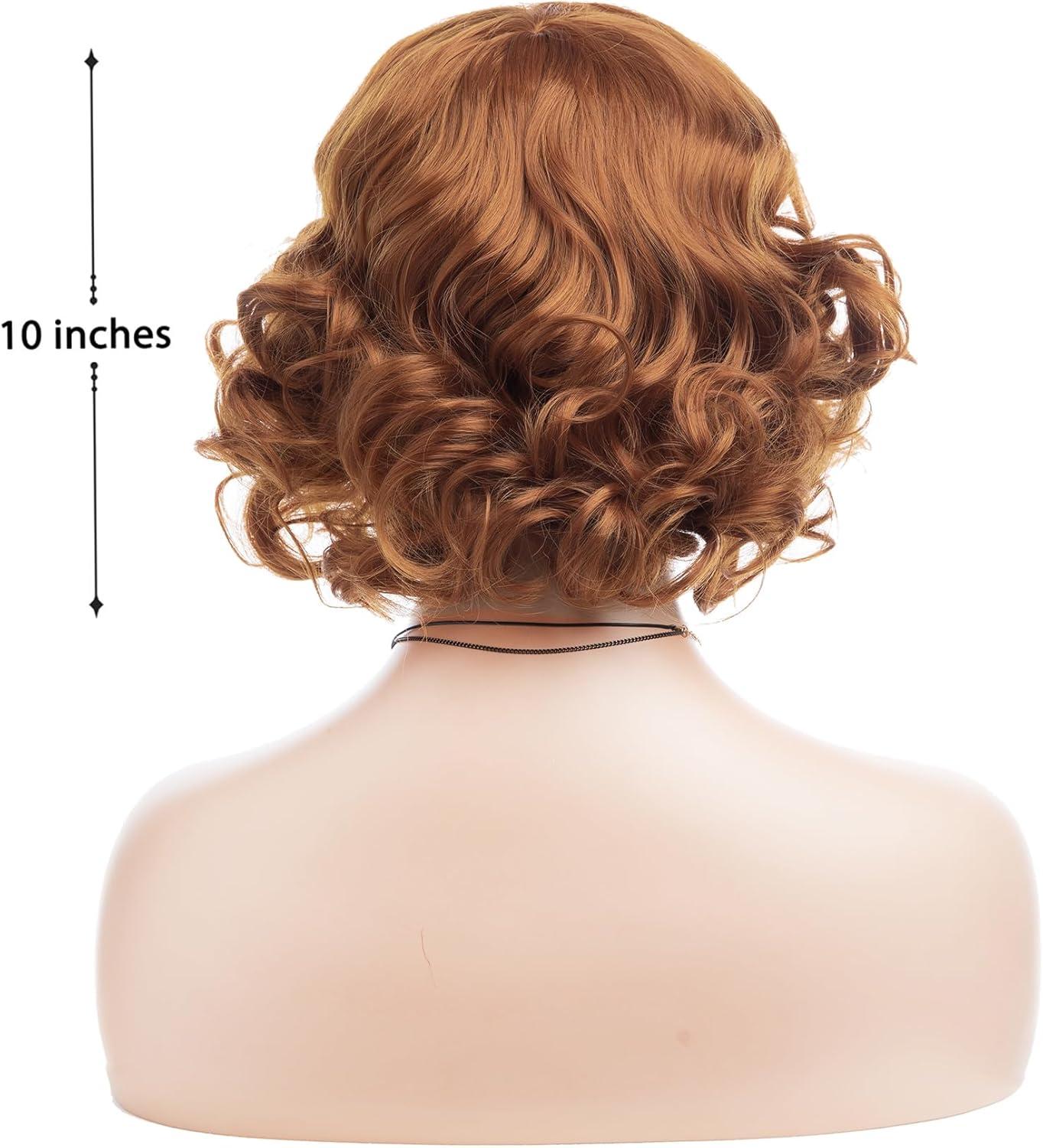 image:imageBaruisi Perruque courte boucle blanche pour femme perruque synthtique naturelle ondule pour cosplay fteOrangesoir en zigzag chevron Sunset