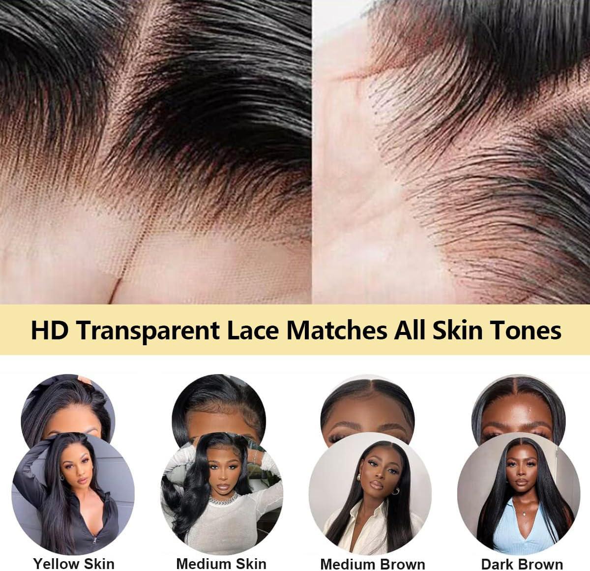 image:imagePerruque Femme Naturelle 13x6 HD Lace Front Wigs Human Hair 20 Pouces180 Density Straight Perruque Cheveux Humain Pre Plucked With Baby Hair Lace Wig Human Hair Natural Color for Black WomenNatural Color