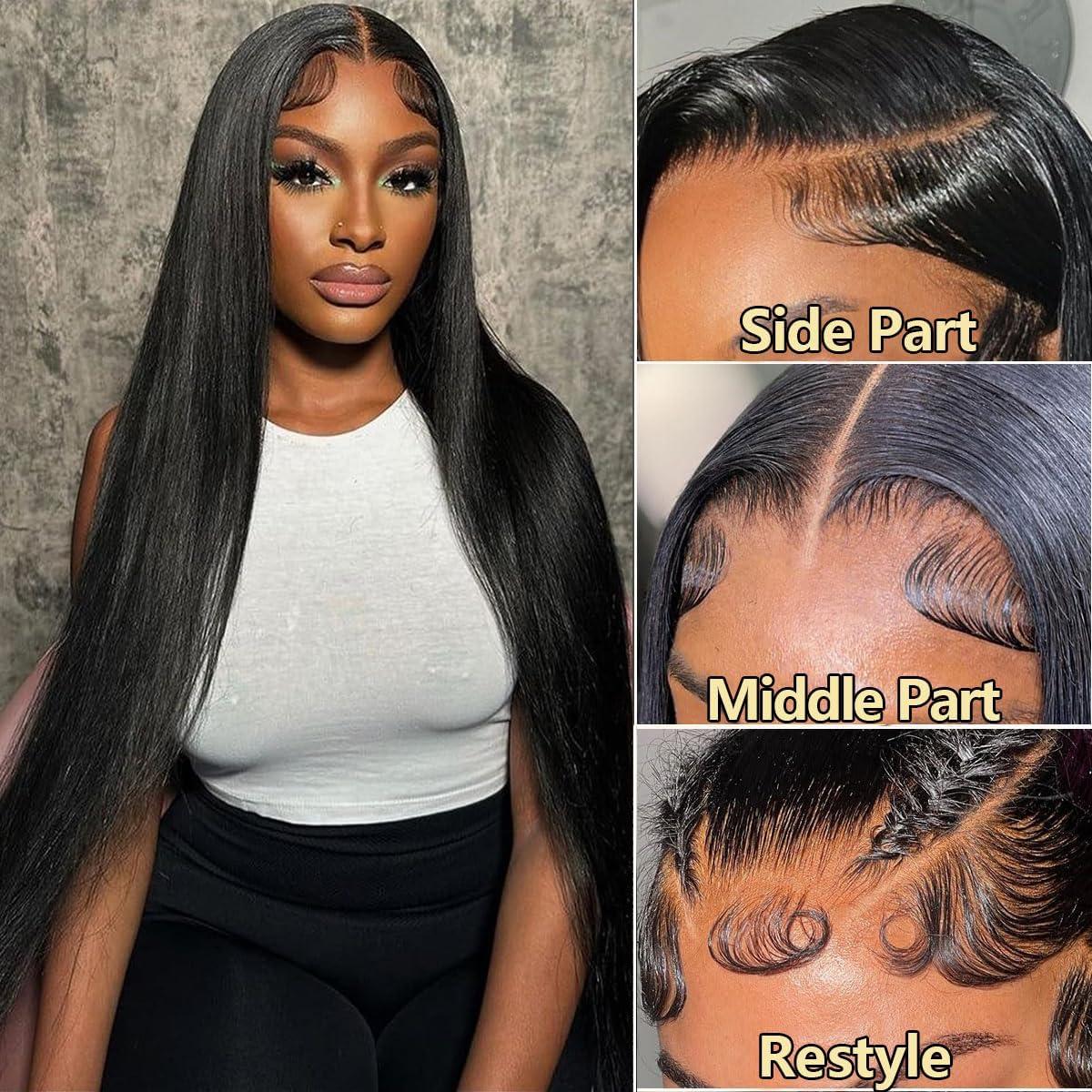 image:imagePerruque Femme Naturelle 13x6 HD Lace Front Wigs Human Hair 20 Pouces180 Density Straight Perruque Cheveux Humain Pre Plucked With Baby Hair Lace Wig Human Hair Natural Color for Black WomenNatural Color