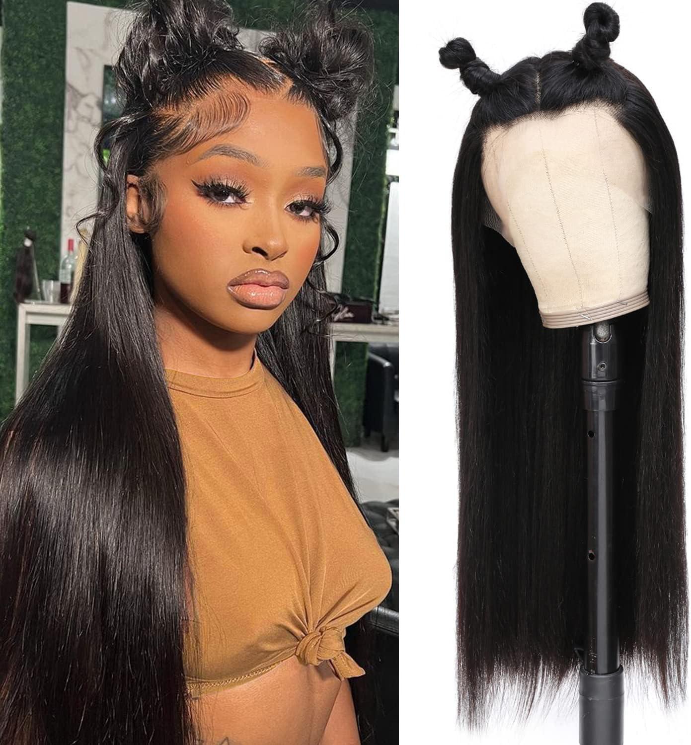 image:imagePerruque Femme Naturelle 13x6 HD Lace Front Wigs Human Hair 20 Pouces180 Density Straight Perruque Cheveux Humain Pre Plucked With Baby Hair Lace Wig Human Hair Natural Color for Black WomenNatural Color