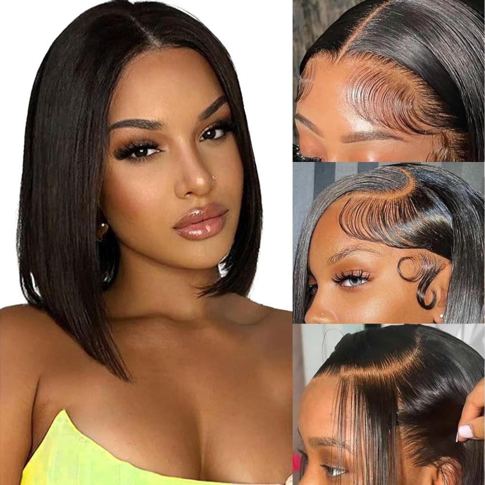 image:imagePerruque Femme Naturelle 13x6 HD Lace Front Wigs Human Hair 20 Pouces180 Density Straight Perruque Cheveux Humain Pre Plucked With Baby Hair Lace Wig Human Hair Natural Color for Black WomenNatural Color