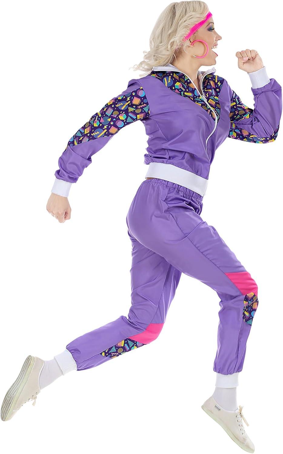 image:imageW WIDMANN MILANO Party Fashion Survtement fantaisie style vintage tenue des annes 80 survtement de jogging pour le carnaval et les ftesAubergine