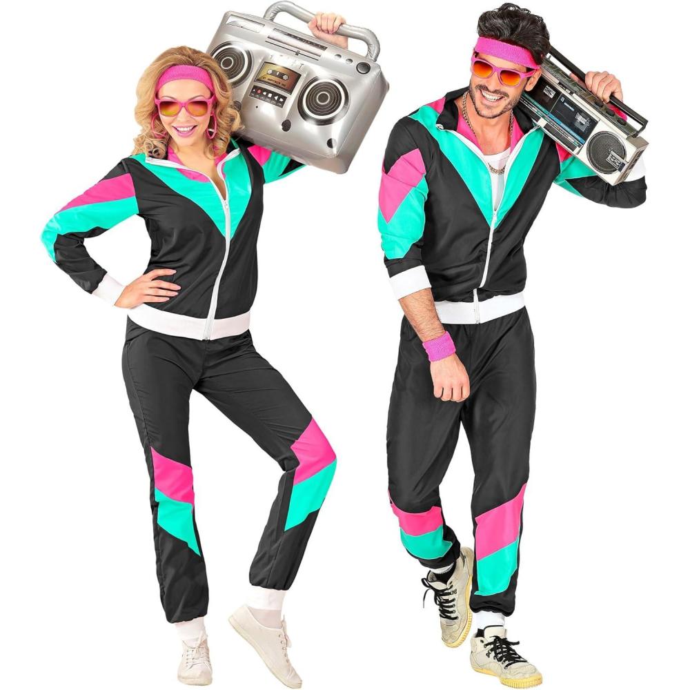 image:imageW WIDMANN MILANO Party Fashion Survtement fantaisie style vintage tenue des annes 80 survtement de jogging pour le carnaval et les ftesNoirRose